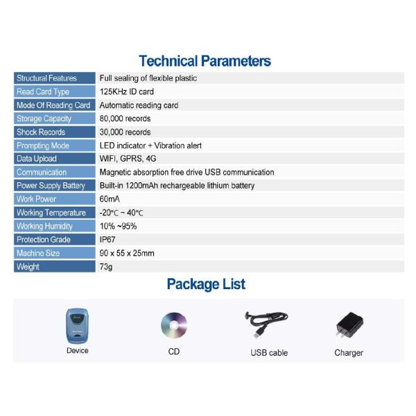 4G LED Vibratory Security Guard Tour Patrol System 125KHz Card Reading