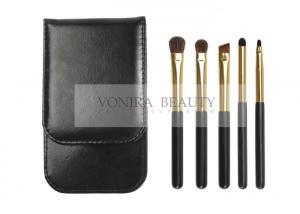 Quality Basic Gift 5pcs Eye Makeup Brush Gift Set With Black PU Leather Makeup Brush Case for sale