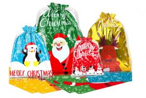 China Christmas gift bag pe drawstring bag candy gift biscuit cookie happy atmosphere packaging bag on sale