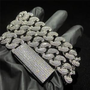 China Hip Hop Moissanite Cuban Link Chain Miami Mens Sterling Silver Jewelry Necklace on sale