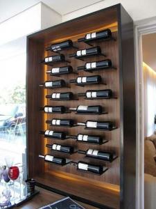 Quality 20 Bottles Wooden Wall Mounted Wine Rack / Liquor Bottle Rack With LED Lights for sale