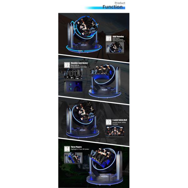 Three Players Rotation Big Size Roller Coaster Virtual Reality Game Simulator Vr Amusement Park Equipment