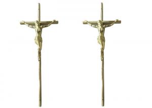 Quality Casket Surface Decoration Funeral Crucifix 37 × 13.7 Cm Gold Jesus Casket Cross for sale