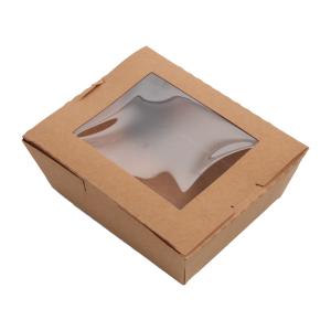 Quality Eco Friendly Paper Take Out Boxes Brown Kraft Macaron Cookie Snack Food Box With PLA Window for sale