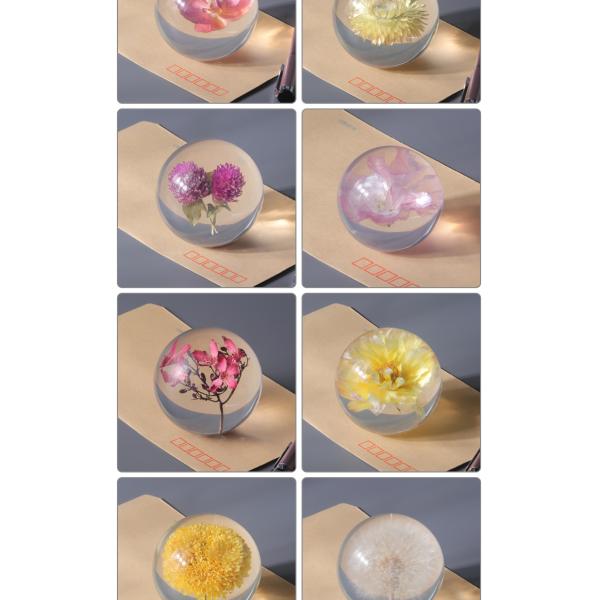 Custom clear epoxy real flower specimen acrylic dandelion paper weight