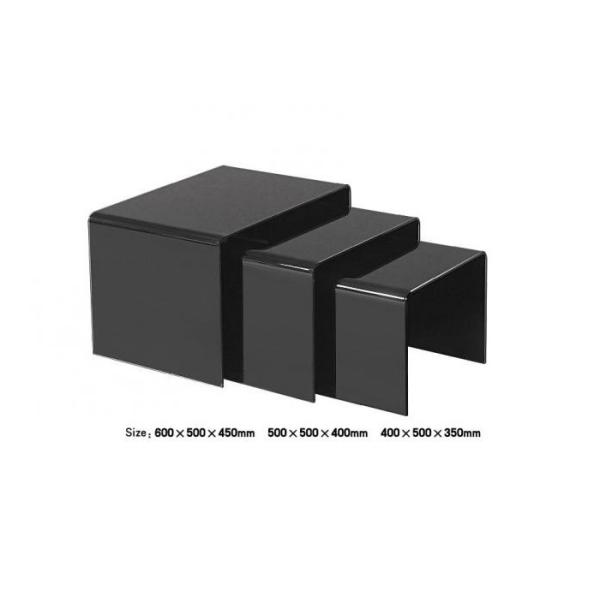 3 Layers Black Mobile Nesting Display Tables Simple StyleHigh Grade For Showroom