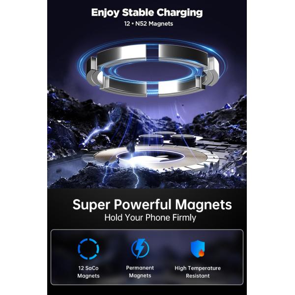 Qi2 Wireless Charger Starry Sky Lighting Effect Magnetic Car Wireless Charging Bracket Built-In Silent Cooling Fan