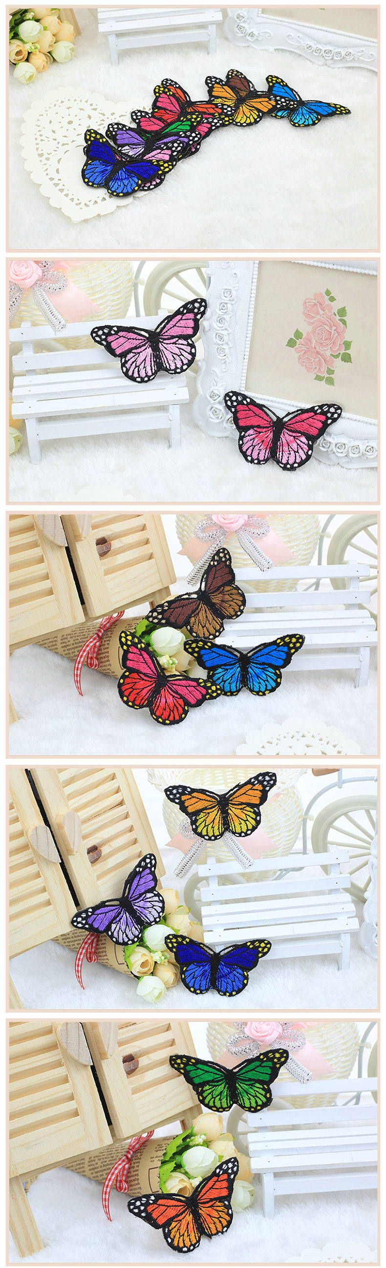 Garment Accessories Butterfly Embroidery Sequin Applique with Different Color