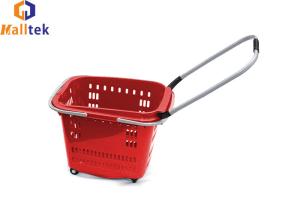 Quality 4 Wheels Hand Pull Rolling Shopping Baskets For Hypermarket for sale