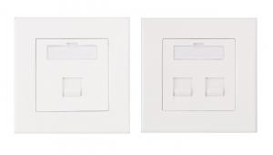 China Flat Faceplate 86x86mm 1 Port 2 Port White Network Faceplate on sale