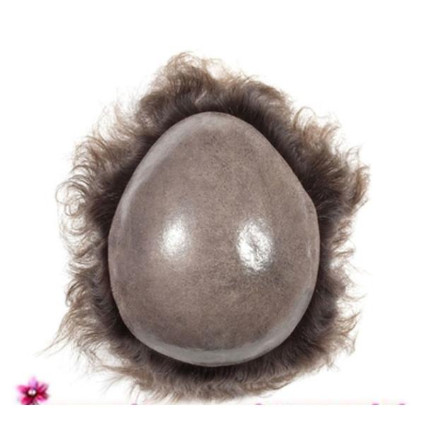 100% Indian real human hair toupees black hair thin skin base