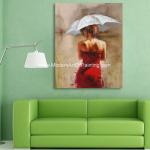 Acrylic Modern Art Oil Painting Decorative Wall Art Girl with Red Dress on