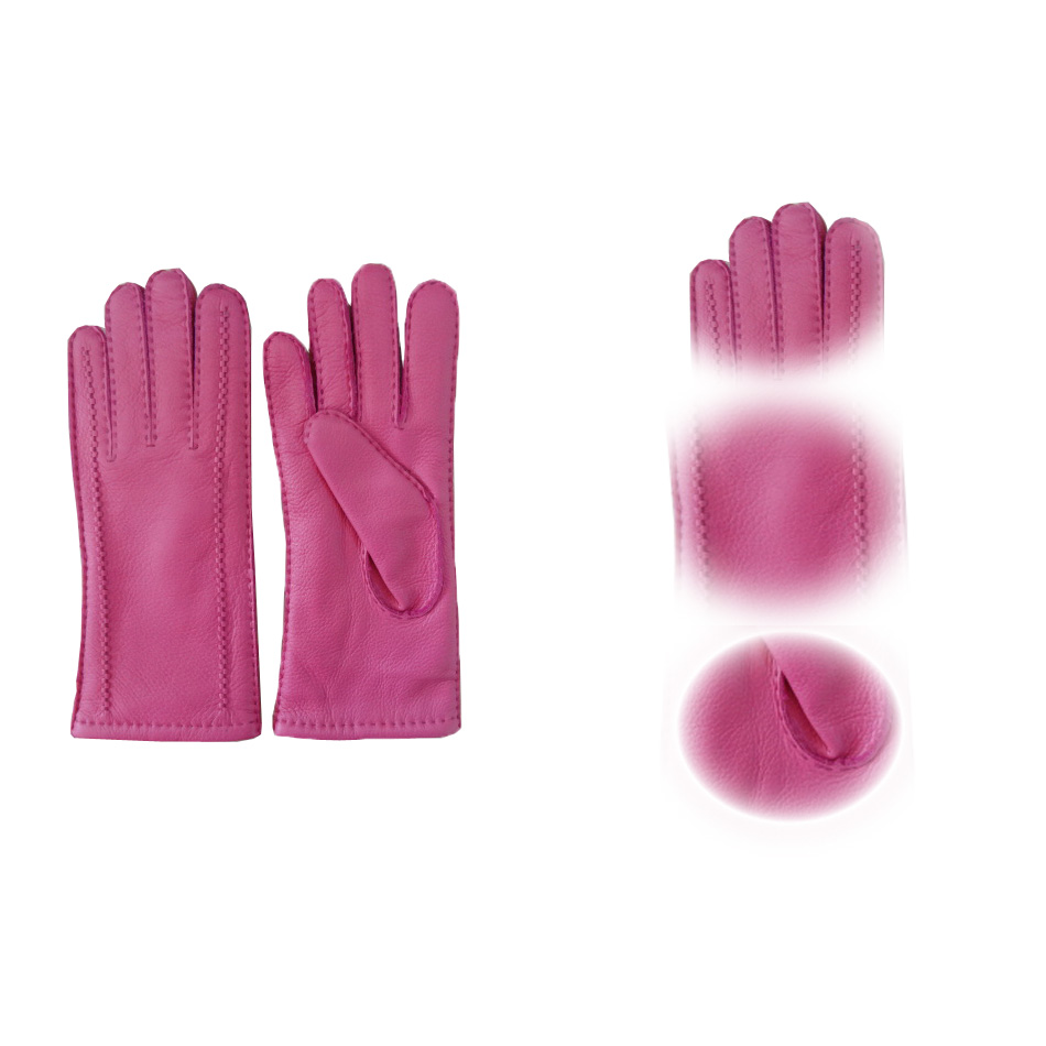 women winter warm deer leather gloves