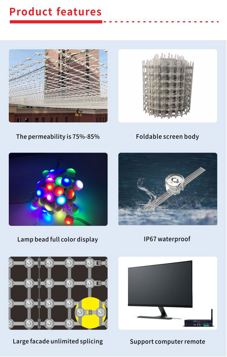 Brightness 3000 LED Grid Screen T20 P80 For Definition RGB Building Lighting