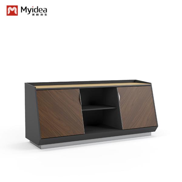 Buy Support customization Dark Irregular Panel Tea Water Station With Storage Cabinet and Sliding Door for Reception Desk for Office Building at wholesale prices