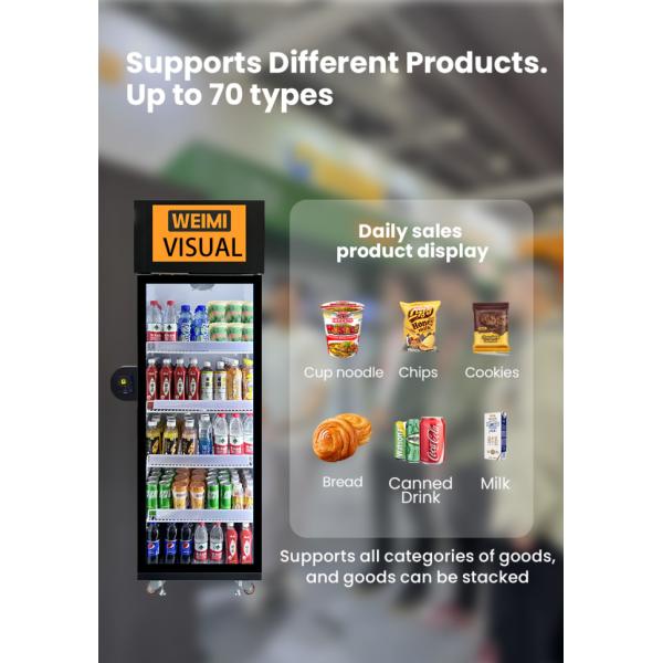 Intelligent Algorithm AI-Powered Vending Machine For Snacks Drinks Fresh Food Fruits Grab And Go Fridge 7