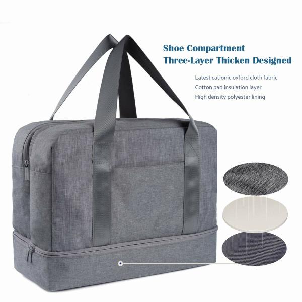 Gym Tote With Shoe Compartment Dry Wet Depart Design Blue Color PE Lining