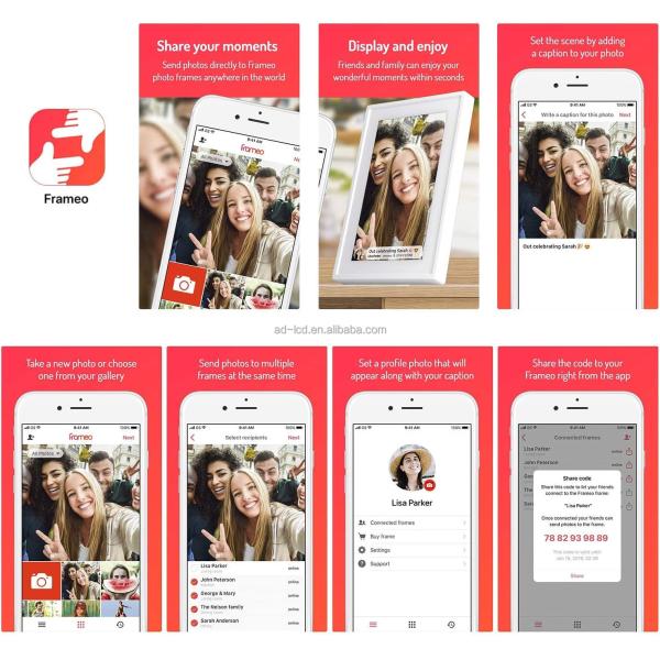 Digital Display 10.1 Inch Digital Photo Frame Wall Mounted With Wood Frame And Micro USB Slot