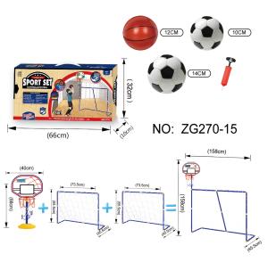 Quality 3 In 1 Portable Kids Soccer Goal with Basketball Hoop Kit indoor outdoor games for sale