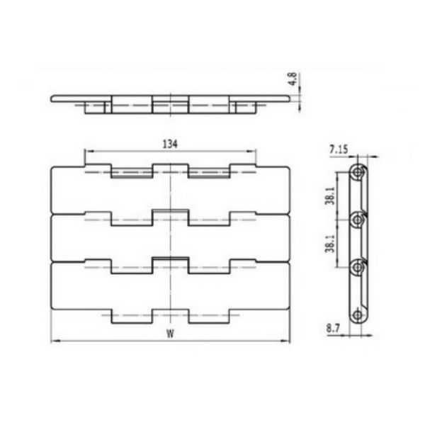 Anti Static Modular Belt Thermo Plastic TableTop Chains For Conveyor Systems