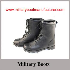 Quality Wholesale China Made Black Genuine Leather Military Combat Boot with Panama Outsole for sale