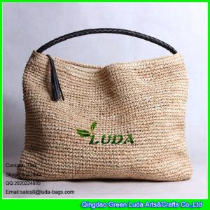 Quality LUDA hand crochet straw handbag lady raffia straw beach handbags for sale