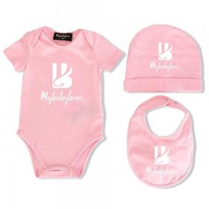 China Newborn Baby Clothes Soft Knit Short sleeves boutique Unisex Plain 3pcs Baby Clothing Sets on sale
