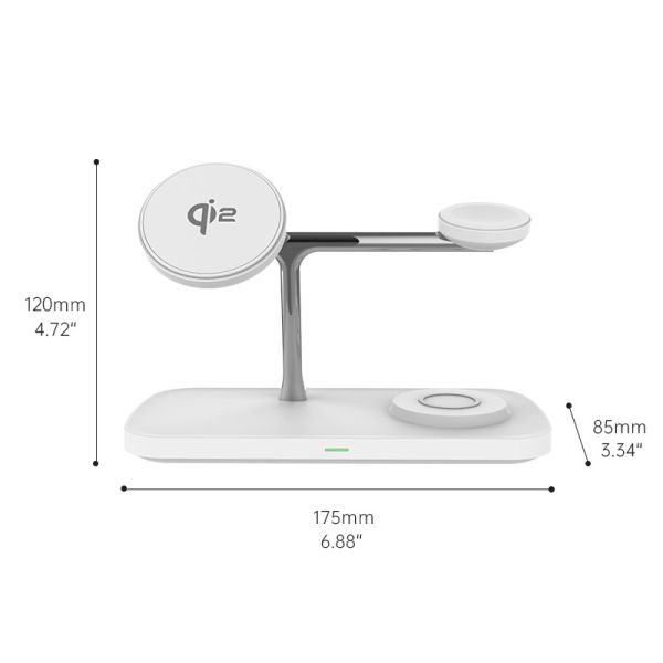 Qi 2 Adjustable Magnetic Wireless Charger Hub For Apple/Samsung Watch