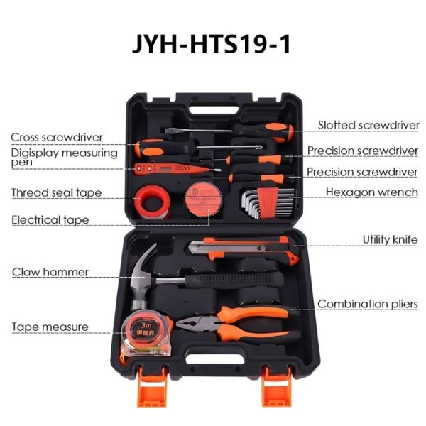 JYH-HTS22-1 High Quality 22 Pcs Kit Carbon Steel Repairing General Household Hand Tool Set with Plastic Toolbox