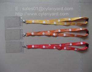 China Plastic name badge holder lanyard with breakaway buckle and logo printed, on sale