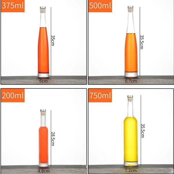 500ml 750ml Tall Thin Empty Whiskey Bottles With Cork Cap