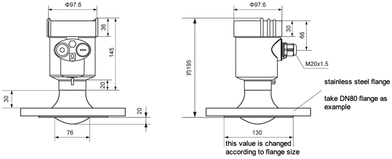 KLD802 OEM 80G High Accuracy 1mm Radar Level Transmitter For Water Tank