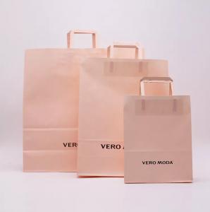 Quality ODM Pink Kraft Paper Bag Biodegradable Patch Handle Bag ISO9001 for sale