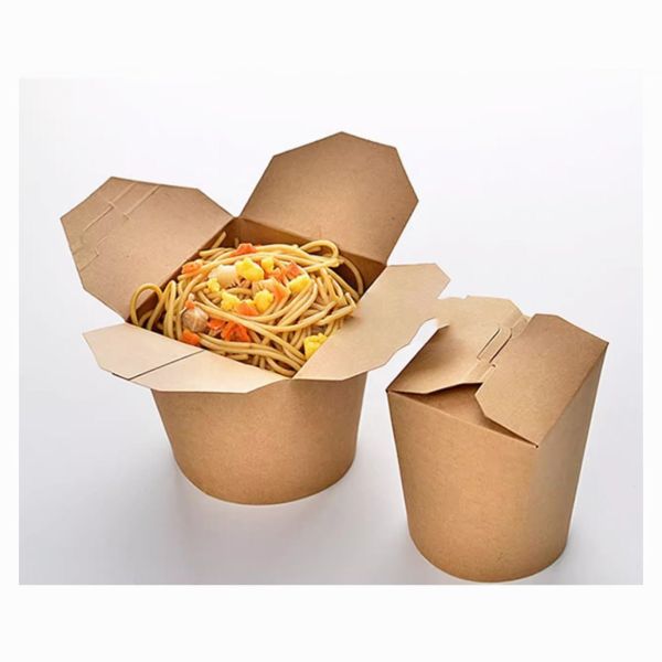 Compostable Eco-Friendly Boxes Fast Food Noodle Takeout Paper Packaging Box Food Container Kraft Box for Noodle