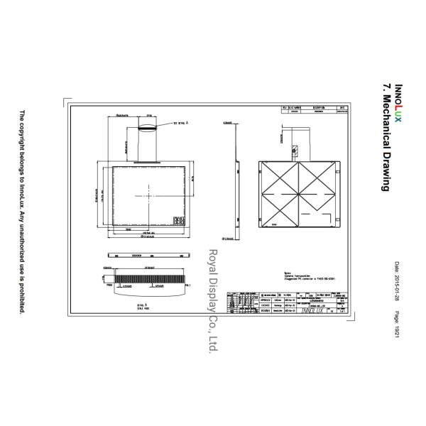 640x480 24 Bit RGB 50pin FPC TFT LCD Panel 250nits Zj050na-08c 5''