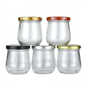 China OEM ODM Nature White Transparent Big Mouth 200ml Glass Jars With Lids on sale
