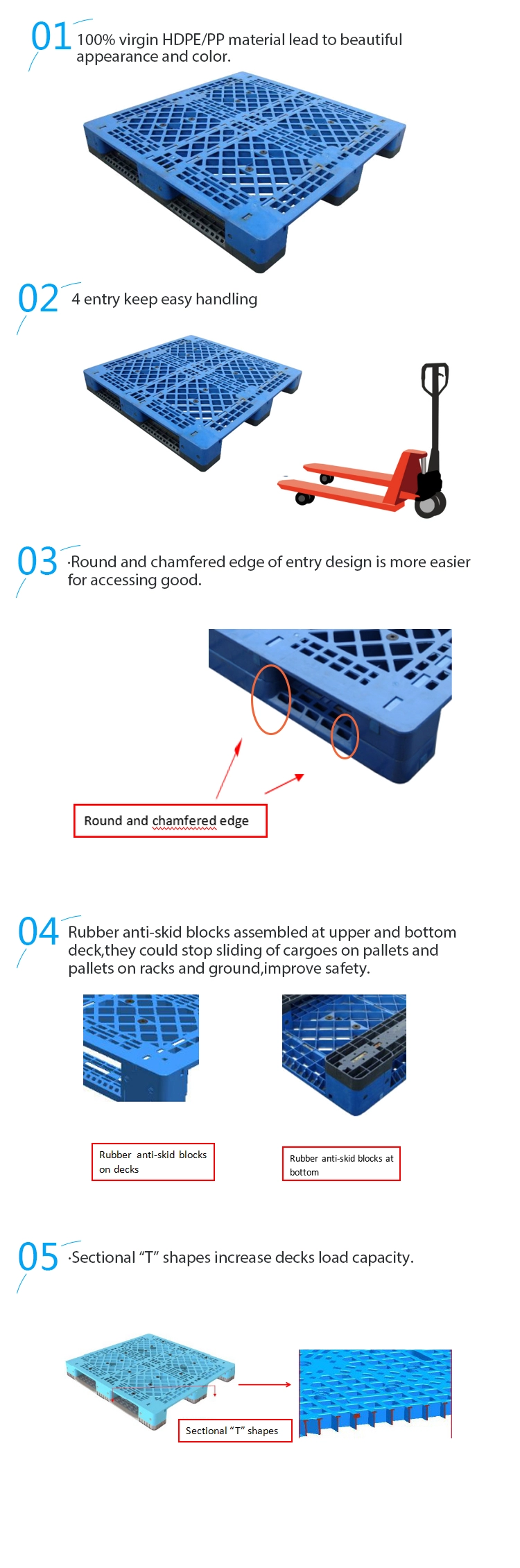 Cheap factory price euro pallet for transport pallets for warehouse plastic pallet load capacity