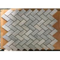 China Blue Wooden Marble Herringbone Tile Backsplash For Wall Cladding , 1 X 2 Size for sale