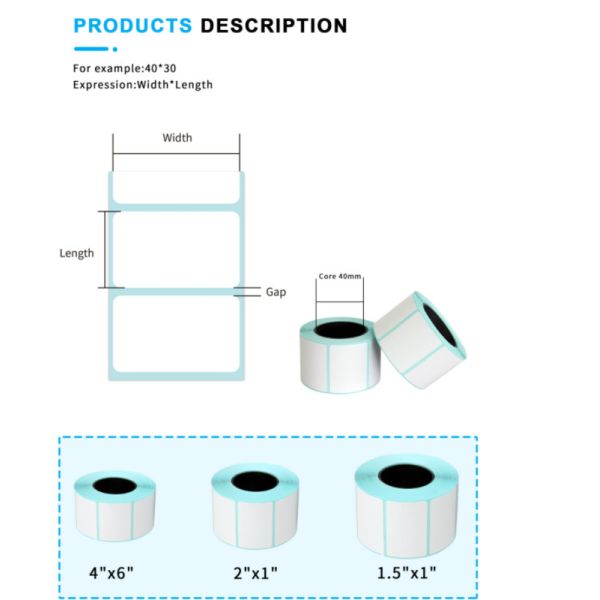 100x100mm 500pcs Blank Sticky Labels On A Roll Rectangle Thermal Barcode Sticker
