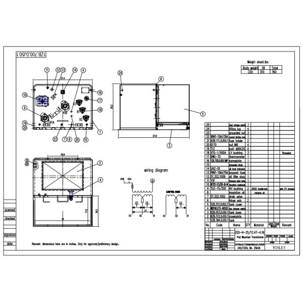 25kva Single Phase Pad Mounted Transformer 12470V & 4160V DOE 2016 Efficiency Ratings