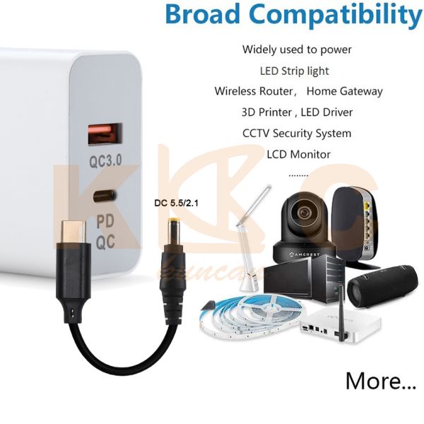 USB-C to DC Step Up Cable for Laptop Router Charger 12V 20V