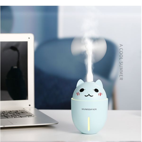3 in 1 320ML USB Air Humidifier Ultrasonic Cool-Mist Adorable Pet Mini Humidifier With LED Light Mini USB Fan
