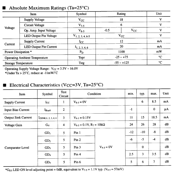 Electronic Integrated Circuit IC Chip AN6884 5 Dot LED Driver Circuit 3.5-16V
