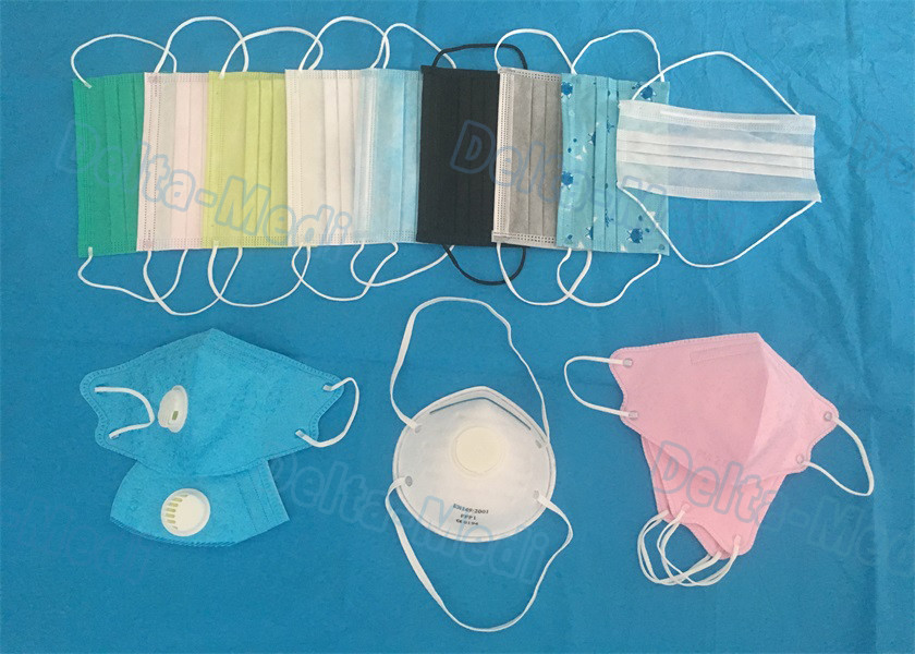 Non Woven Tie On Protective Disposable Mouth Mask Fluid Resistant With Eye Shield