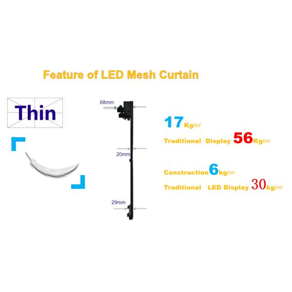 8000nits P15 LED Mesh Curtain Display Waterproof IP67 1R1G1B