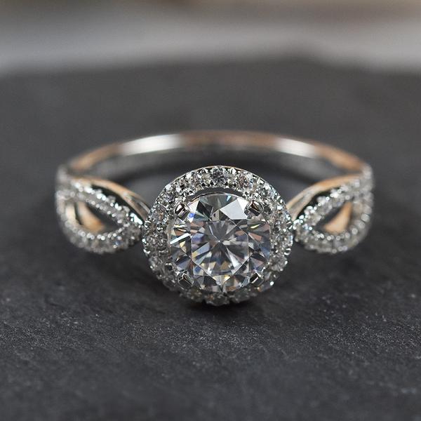 Wedding White Gold Moissanite Ring With Engraving Letters / Numbers RD167