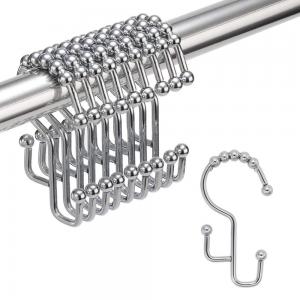 Double Shower Curtain Rings Stainless Steel Rustproof Metal Hooks for Bathroom Shower Rods Curtains