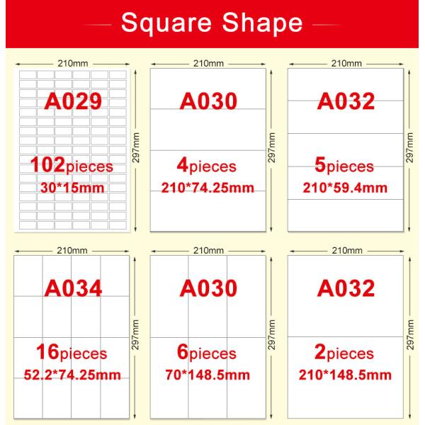 A4 80gsm Self Adhesive Label Sticker Paper For Printers Customized