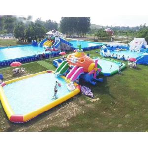 Large pool inflatables water pool inflatable swimming with inflatable slide