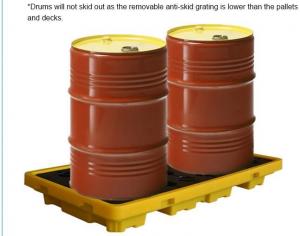 Quality Detachable plastic 4 drum oil spill pallet, 1300*660*150 mm 2 drum spill containment pallet, Nestable 2 drum spill conta for sale